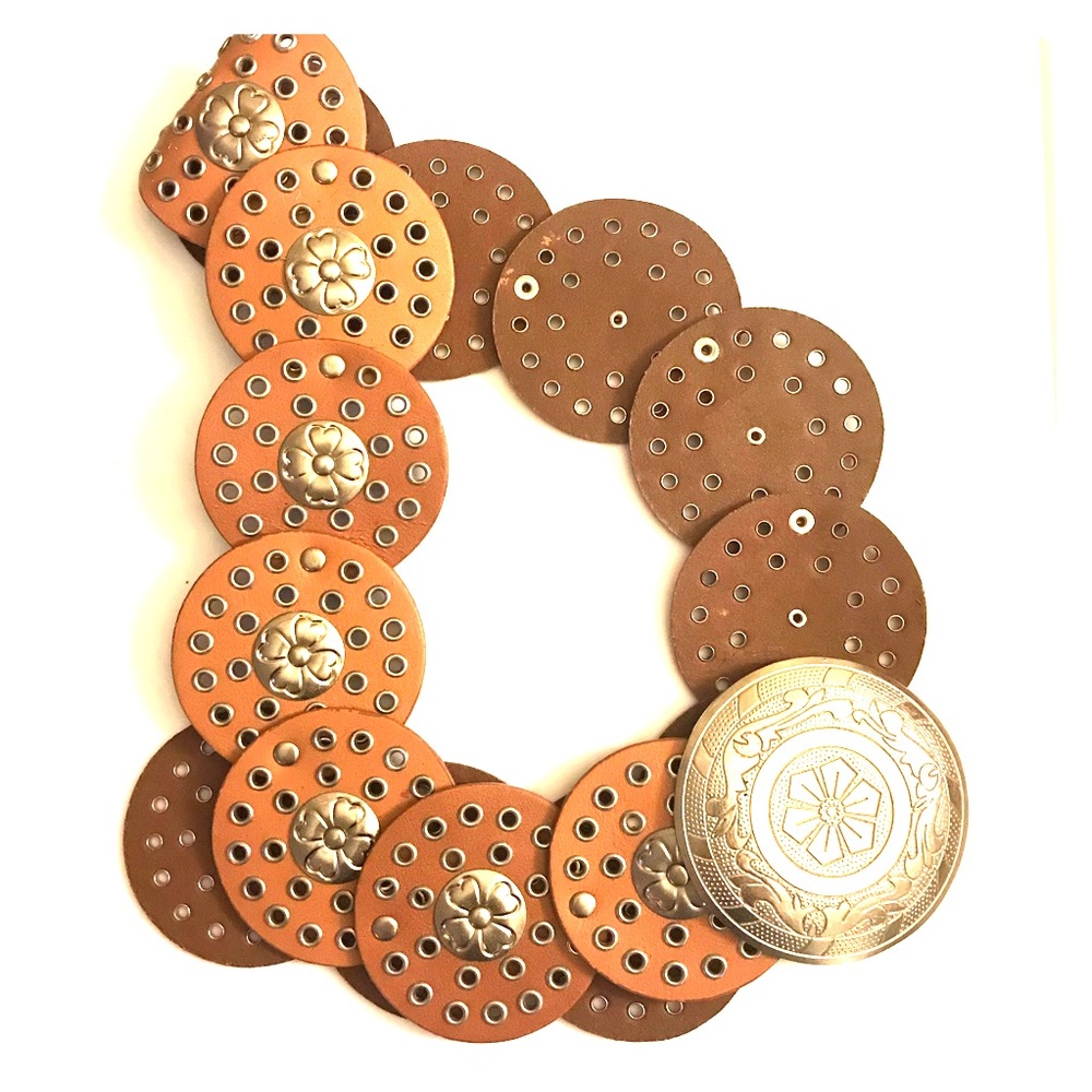 Genuine Leather grommet embellished belt